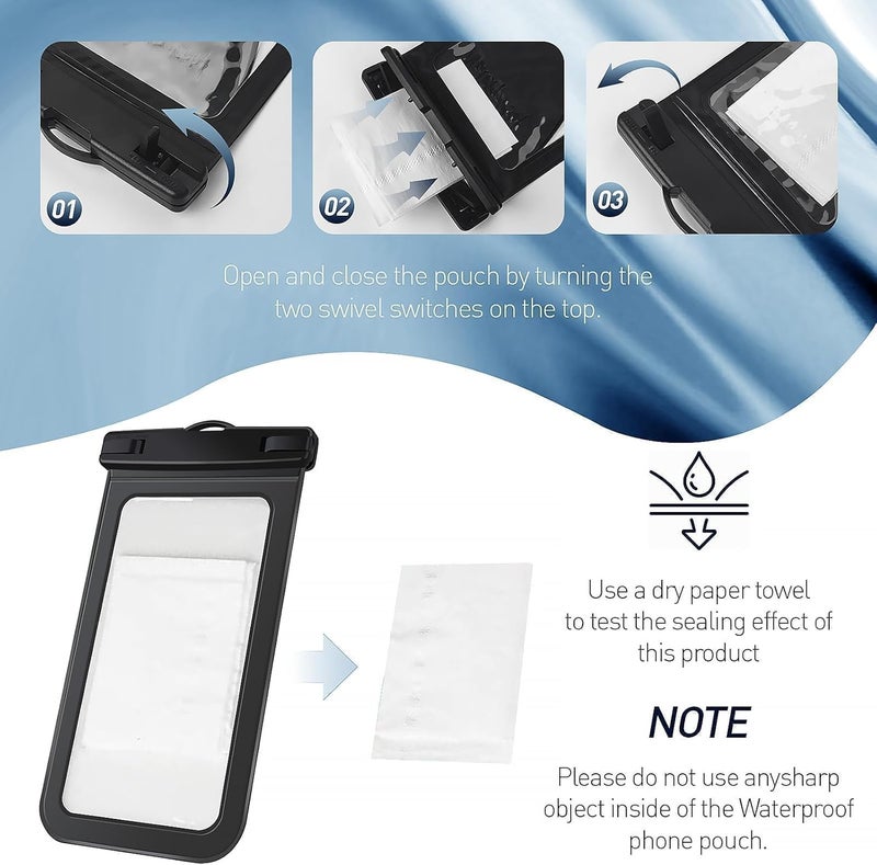 Woyinger 1/2/4 Waterproof Case Pouch Cellphone Dry Bag Compatible for iPhone 17 16 15 14 13Pro Max Plus Black | Universal, Up to 8.3",Cruise Ship, Kayak, Beach Essentials, IPX8 Water Resistant,1 Pack - Image 5